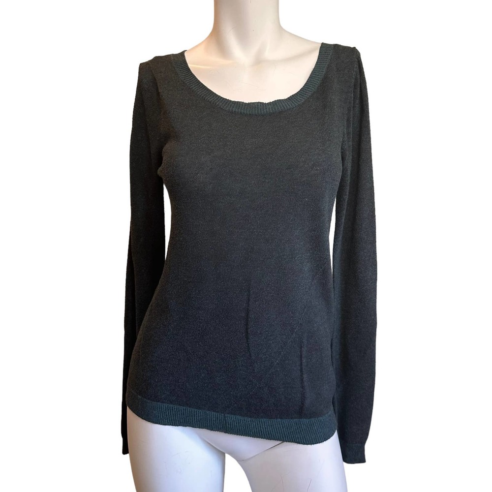 Margaret O'Leary Lightweight Gray & Green Cotton Sweater sz S